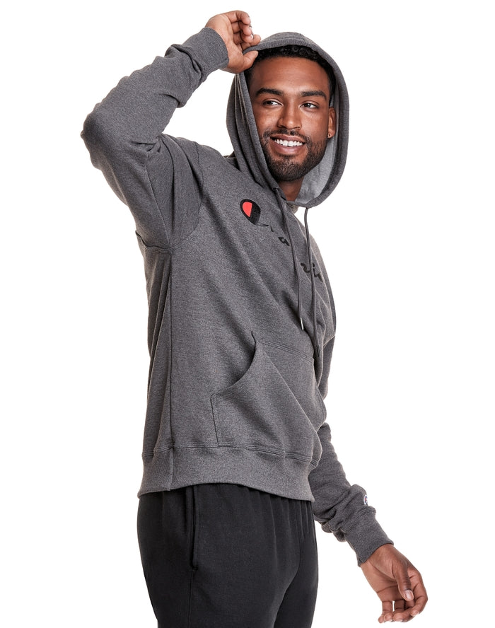 Champion Powerblend Fleece Hoodie Script Logo Granite Heather GF89H Y06794 0OC.