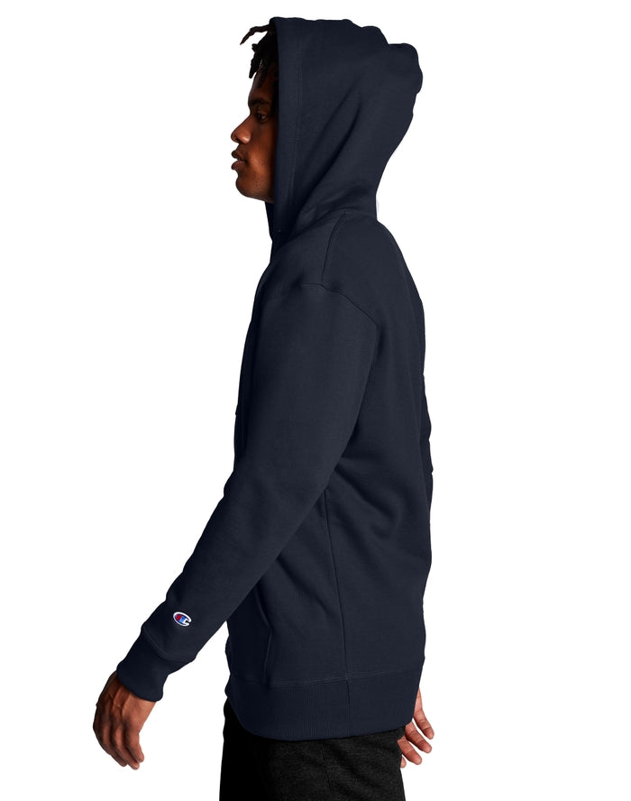 Champion Powerblend Fleece Hoodie Script Logo Navy GF89H Y06794 NYC.