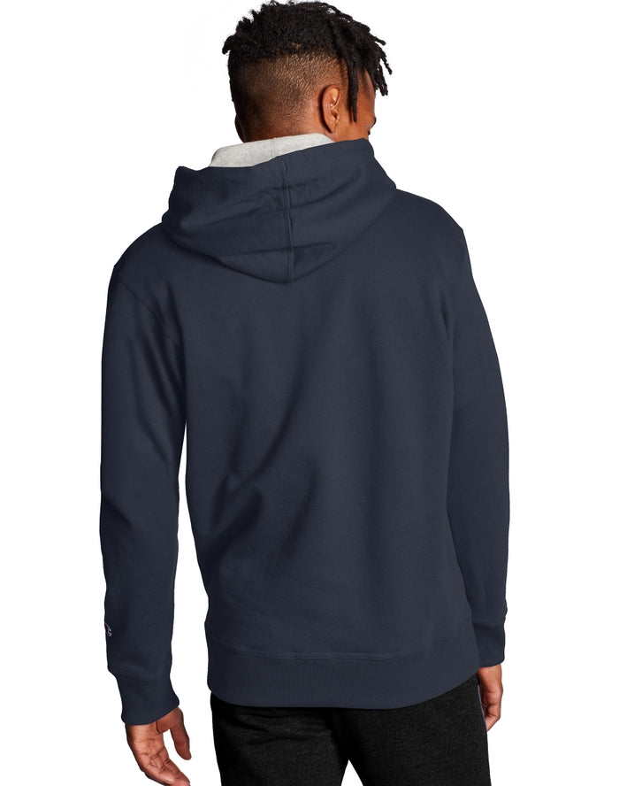 Champion Powerblend Fleece Hoodie Script Logo Navy GF89H Y06794 NYC.