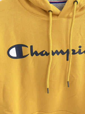 Champion Powerblend Fleece Hoodie Script Logo Forsythia GF89H Y07718 ANCM - APLAZE