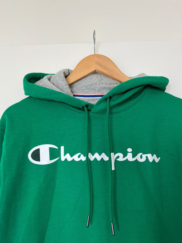Champion Powerblend Fleece Hoodie Script Logo Green Vine GF89H Y07718 VZU