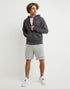 Champion Powerblend Fleece Full Zip Hoodie Script Logo Granite Heather GF91H Y08160 0OC.