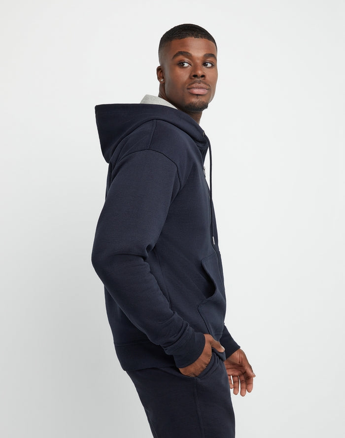 Champion Men s Powerblend Full Zip Fleece Hoodie S Navy