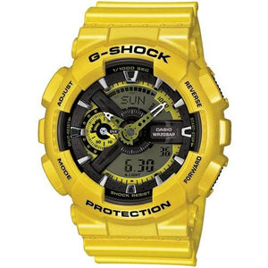 G-SHOCK Casio G-Shock Yellow Analog Digital Dial Resin Quartz Mens Watch in Yellow GA110NM-9A.