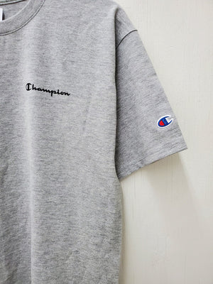 Champion Mens Classic Script And Circle Logo Graphic T-Shirt Oxford Grey GT23H 586D6A 806.