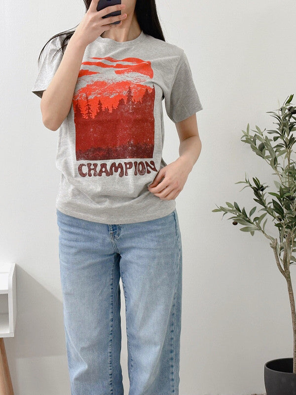 Champion Classic Graphic T-shirt Oxford Gray GT23H 586ZWA 806 - APLAZE