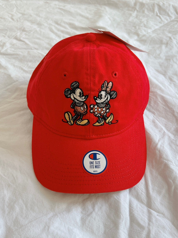 Champion Men's Disney’s Mickey & Friends Garment Washed Dad Hat, Disney’s Mickey & Minnie Scarlet HH6523 592148 040