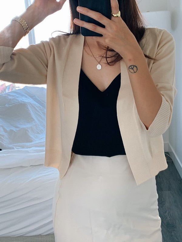 Jobber Women's Vintage Short Cardigan Ivory J10224 - APLAZE