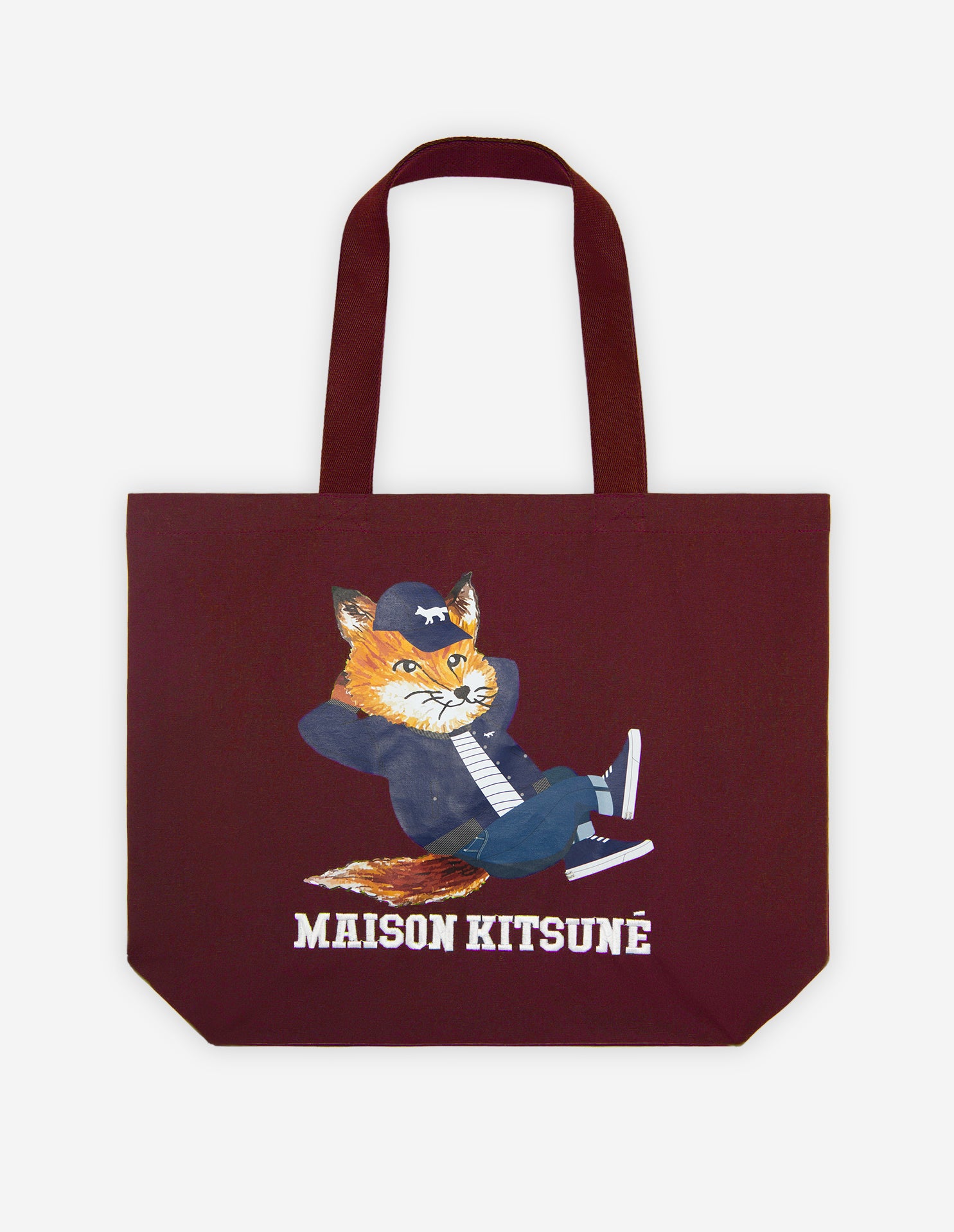 Maison Kitsune Unisex Dressed Fox Tote Bag Wine Lees JU05002WW0008 P596