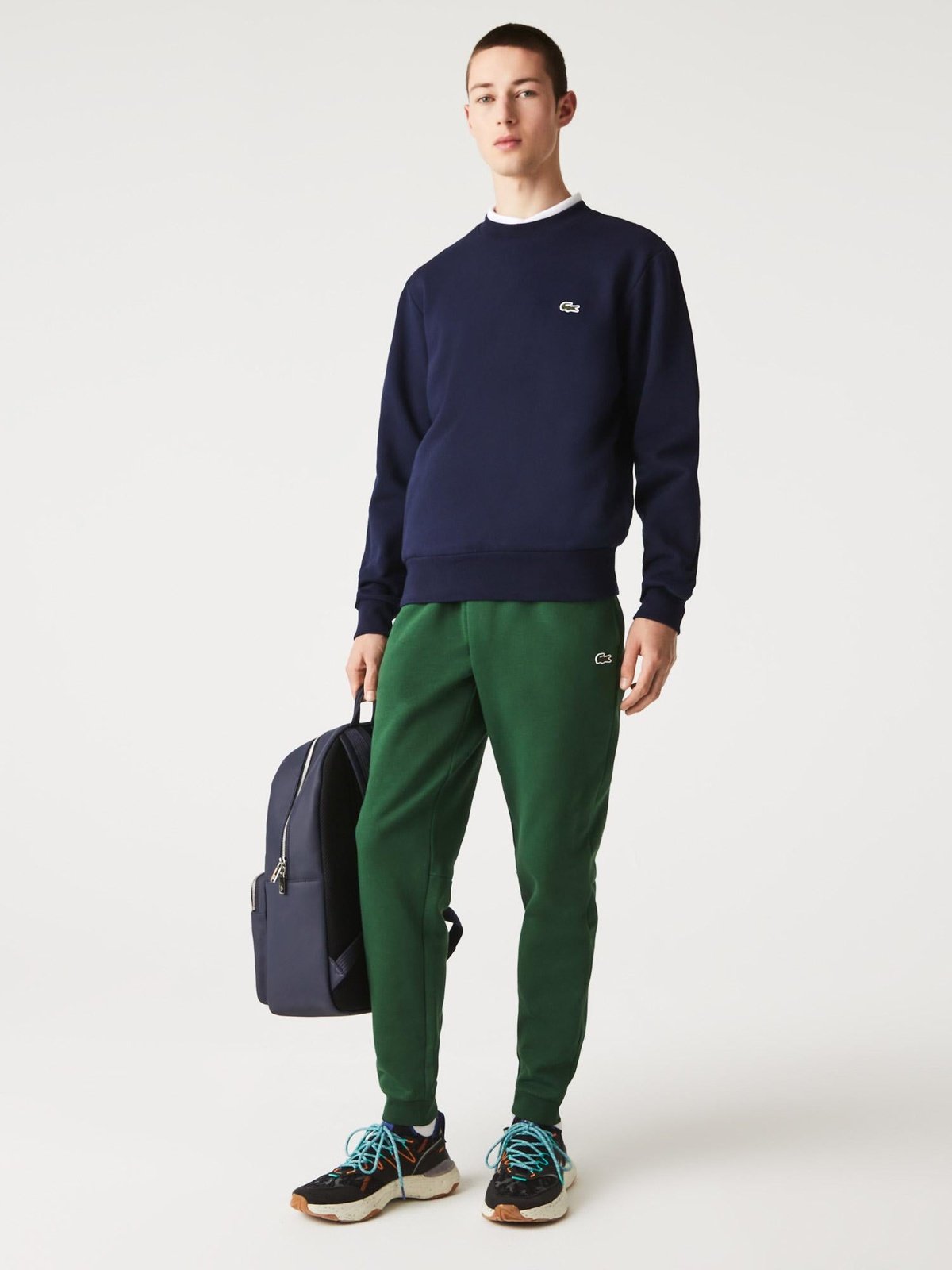 APLAZE | Lacoste Men's Organic Brushed Cotton Sweatshirt Navy Blue SH9608-51  166
