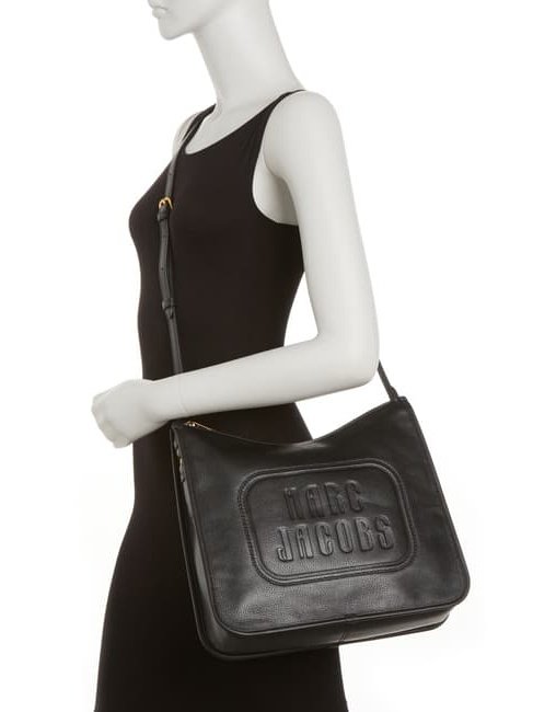 Marc Jacobs Women's The Retro Embossed Leather Hobo Shoulder Bag Black M0016403 001.
