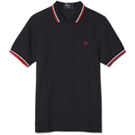 FRED PERRY SLIM FIT TWIN TIPPED SHIRT M3600-471 NAVY/ WHITE.