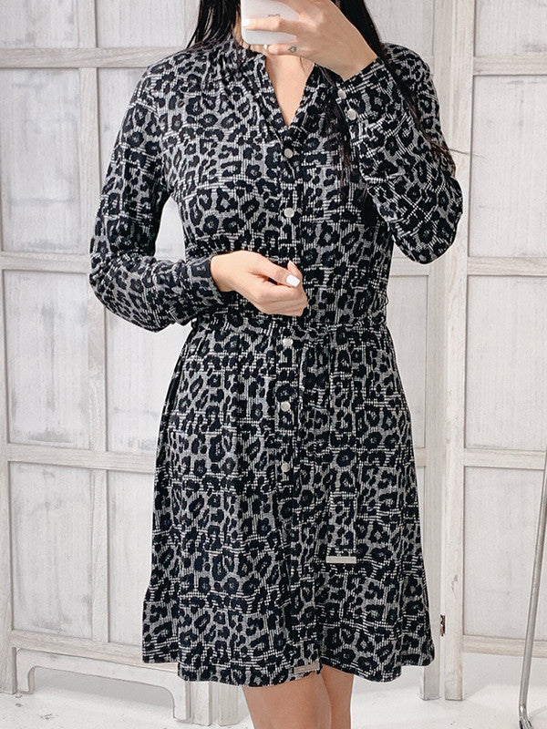 Michael Kors Women's Leopard Dress Black MB98WLB781.