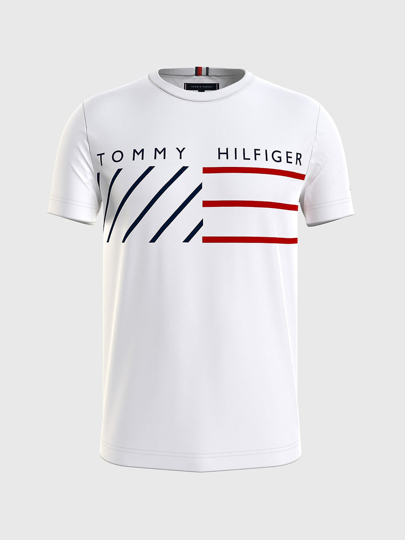Tommy Hilfiger Men's WCC Chest Stripes Tee White MW30066 100
