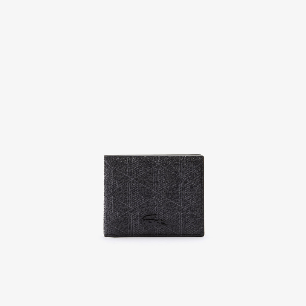 Lacoste Live The Blend Monogram Canvas Snap Men's Wallet Black  NH3655LX-H45