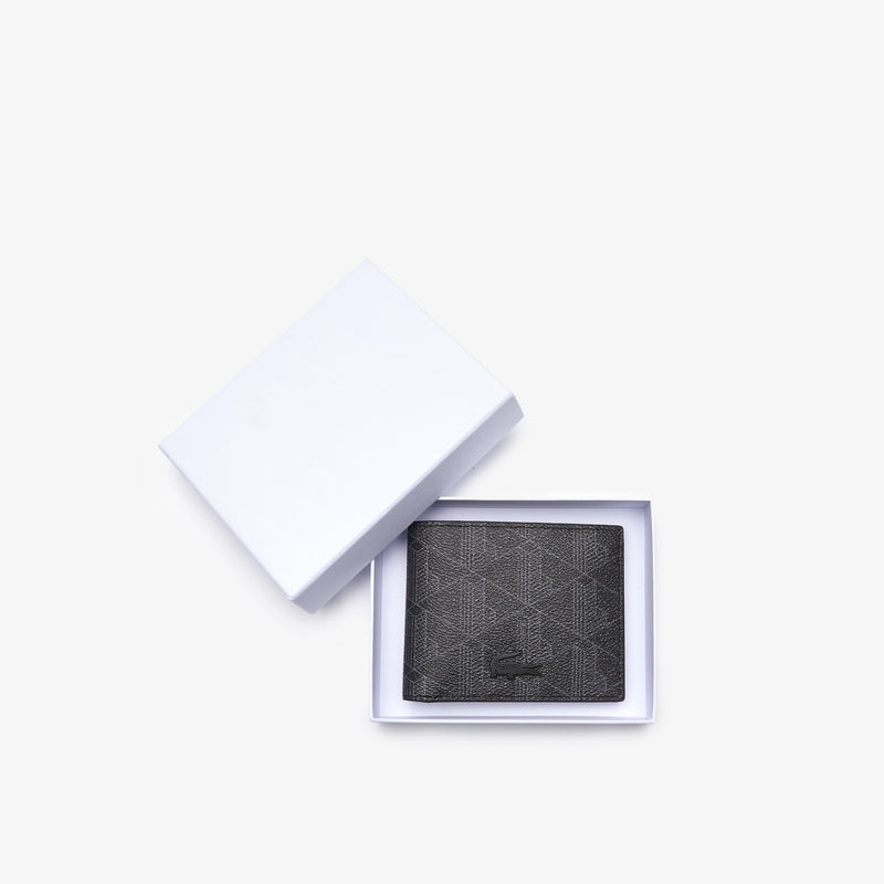 Lacoste - Men's The Blend Small Monogram Canvas Wallet - Black