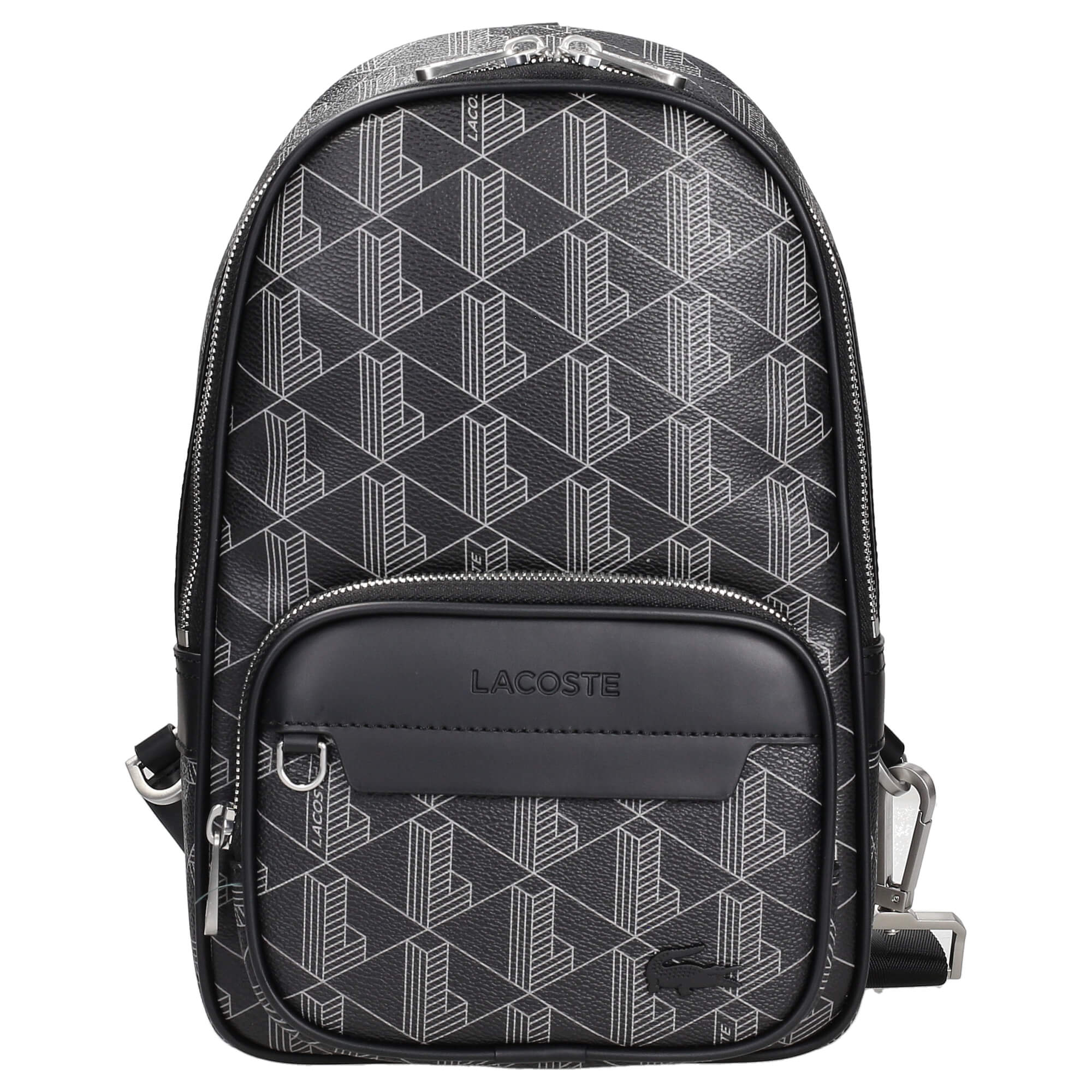 Lacoste Women's Shoulder Body Bag Monogram Noir Gris NH4131LX H45