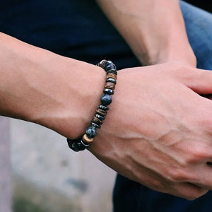 Vintage Men Stone Natural Wooden Braclet - APLAZE