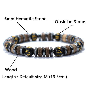 Vintage Men Stone Natural Wooden Braclet - APLAZE
