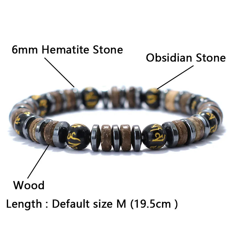 Vintage Men Stone Natural Wooden Braclet - APLAZE