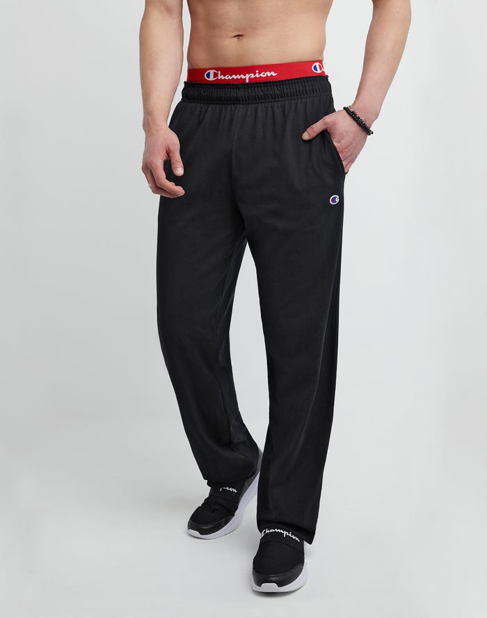 Champion Men's Open Bottom Everyday Cotton Jersey Pant Black P7309 407Q88 003 - APLAZE