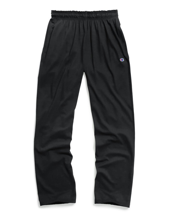 Champion Men's Open Bottom Everyday Cotton Jersey Pant Black P7309 407Q88 003 - APLAZE