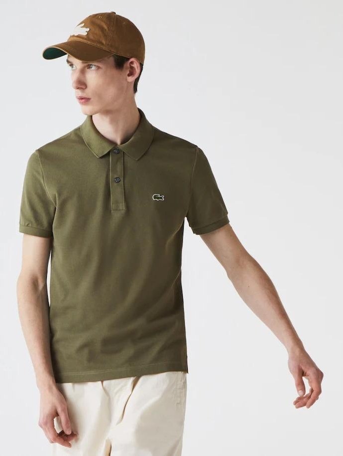 APLAZE | Lacoste Slim fit Petit Pique Polo Shirt Khaki Green/Tank 316