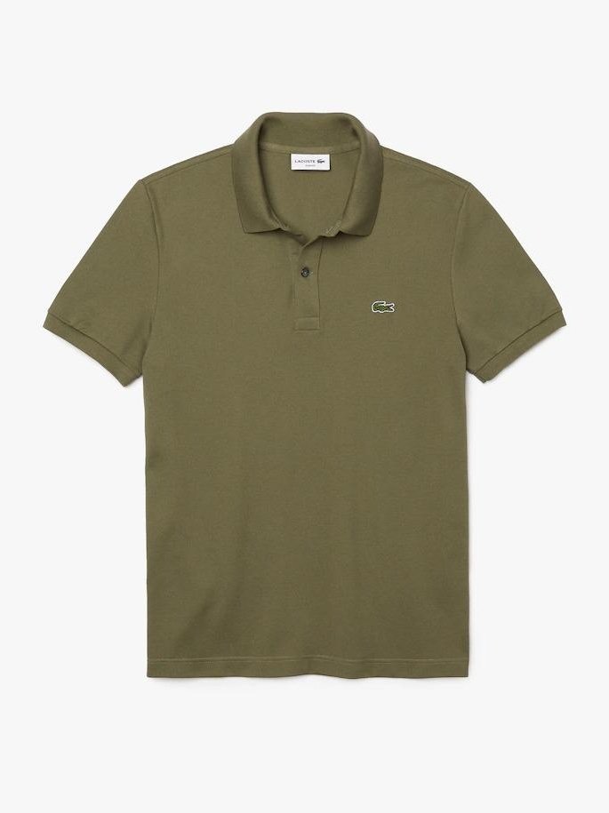 Lacoste Mens Slim fit Petit Pique Polo Shirt Khaki Green PH4012 316.