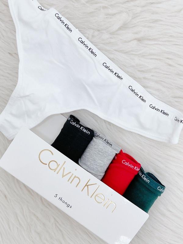 APLAZE Calvin Klein Women's Cotton 5 Pack Panty White/Black/Grey/Red/Green QD3712-960