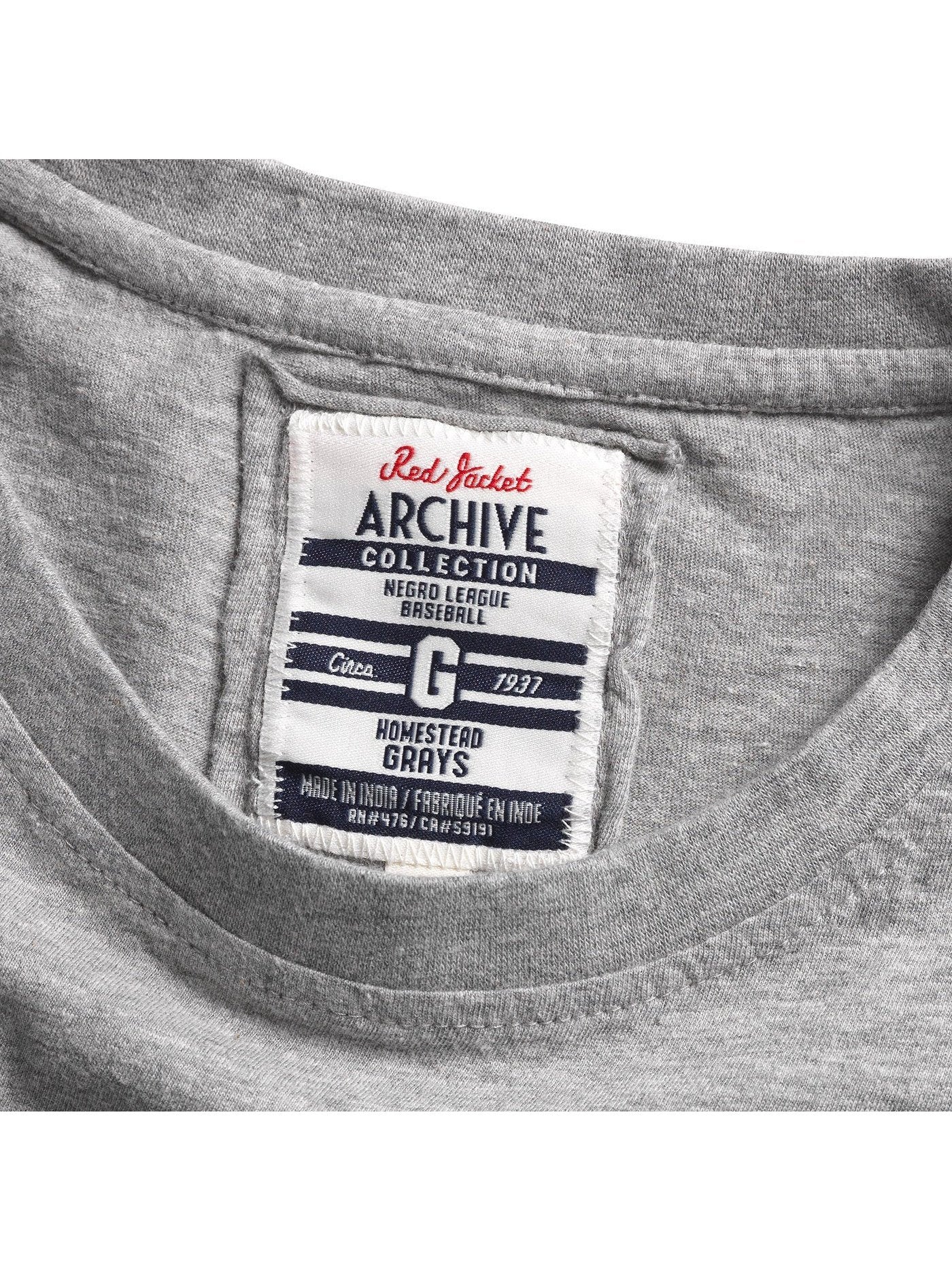 American Needle Red Jacket Mens Homestead Grays Archive BT2 T-Shirts Heather Grey RJ801A-HOG.