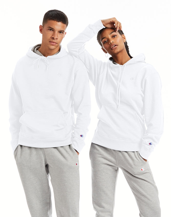 Champion Men's Powerblend Fleece Pullover Hoodie White S0889 407D55 045.