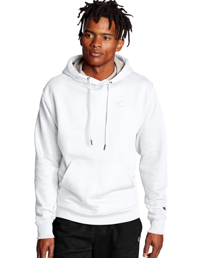 Champion Men's Powerblend Fleece Pullover Hoodie White S0889 407D55 045.