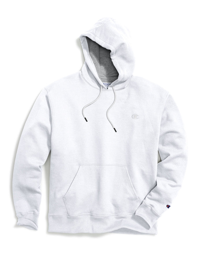 Champion Men's Powerblend Fleece Pullover Hoodie White S0889 407D55 045.