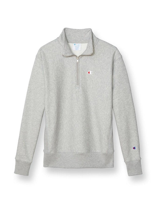 Champion Men's Reverse Weave Quarter Zip Embroidered C Logo Sweatshirt Oxford Gray S6873 549967 806.