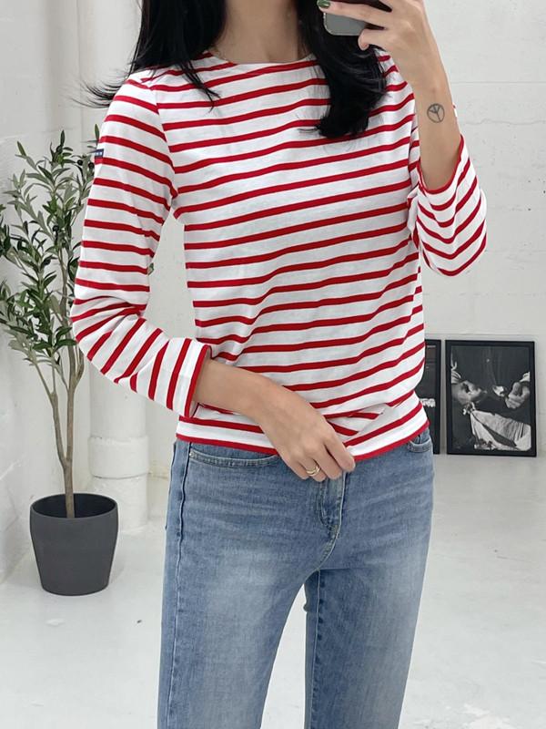 Saint James Kids Minquiers Mod E Authentic Breton Shirt Neige/Tulipe 2066-KD.
