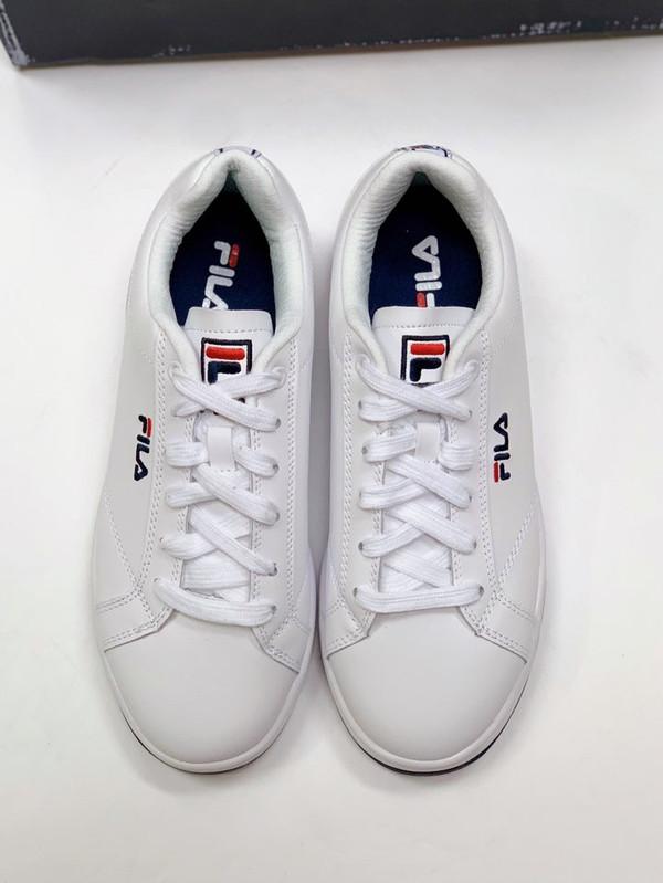 Fila Women's Reunion Leather Low Top Court Shoe White/Navy/Red 5CM0074