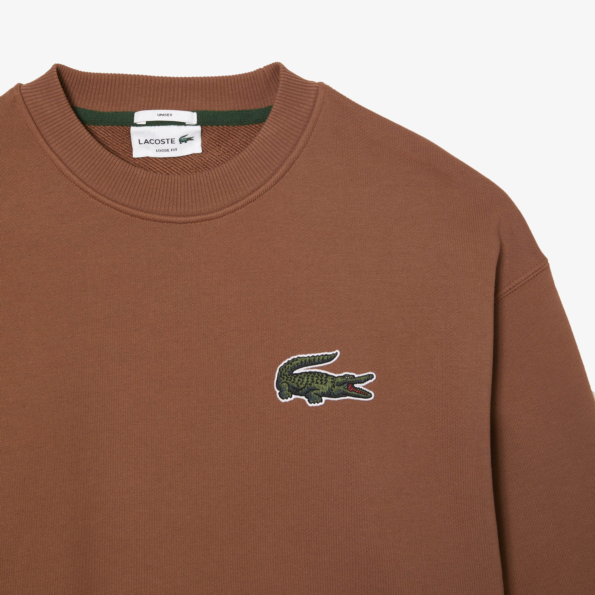 Lacoste Unisex Loose Fit Crocodile Badge Sweatshirt Pecan SH6405 LFA