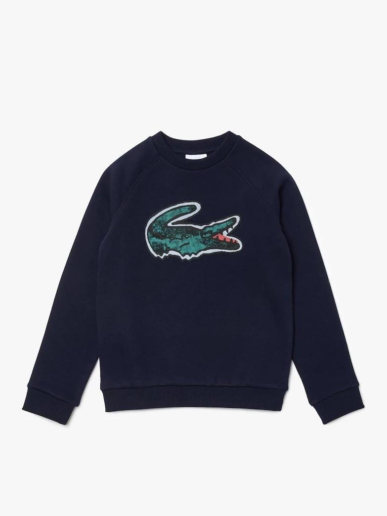 Lacoste Boys Crocodile Graphic Fleece Sweatshirt Navy Blue SJ0312 166.