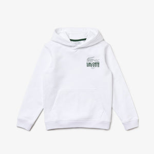 Lacoste Kids Crocodile Cotton Hoodie Sweatshirt White SJ4283 001