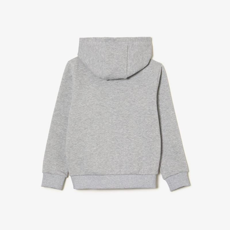Lacoste Kids' Kangaroo Pocket Hooded Zip Sweatshirt Grey Chine SJ9723 51 CCA