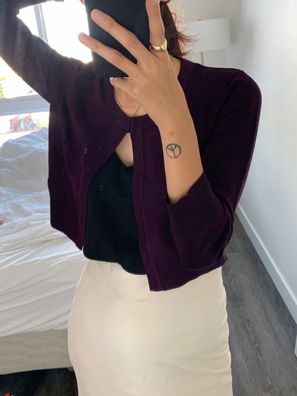 Jobber Women's Open Bolero Cardigan Dark Purple SW185.