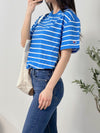 Champion Classic Slub Stripe T-shirt Blue Jay/White T74695 407D55 AU0M