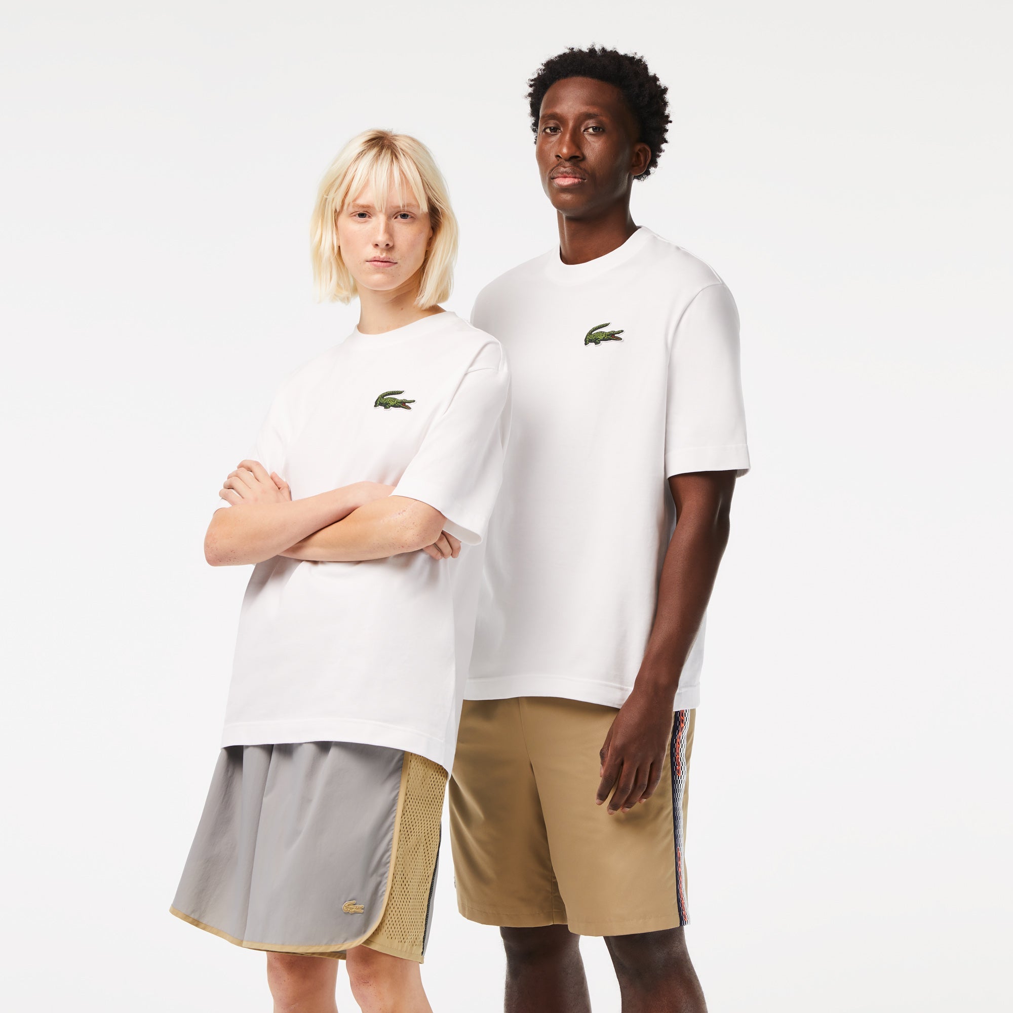 Lacoste Unisex Loose Fit Large Crocodile Organic Cotton T-Shirt White TH0062 001