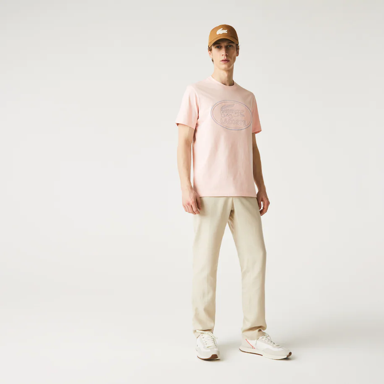 Lacoste Mens Crew Neck Embroidered Logo T-shirt Light Pink TH0453 ADY.