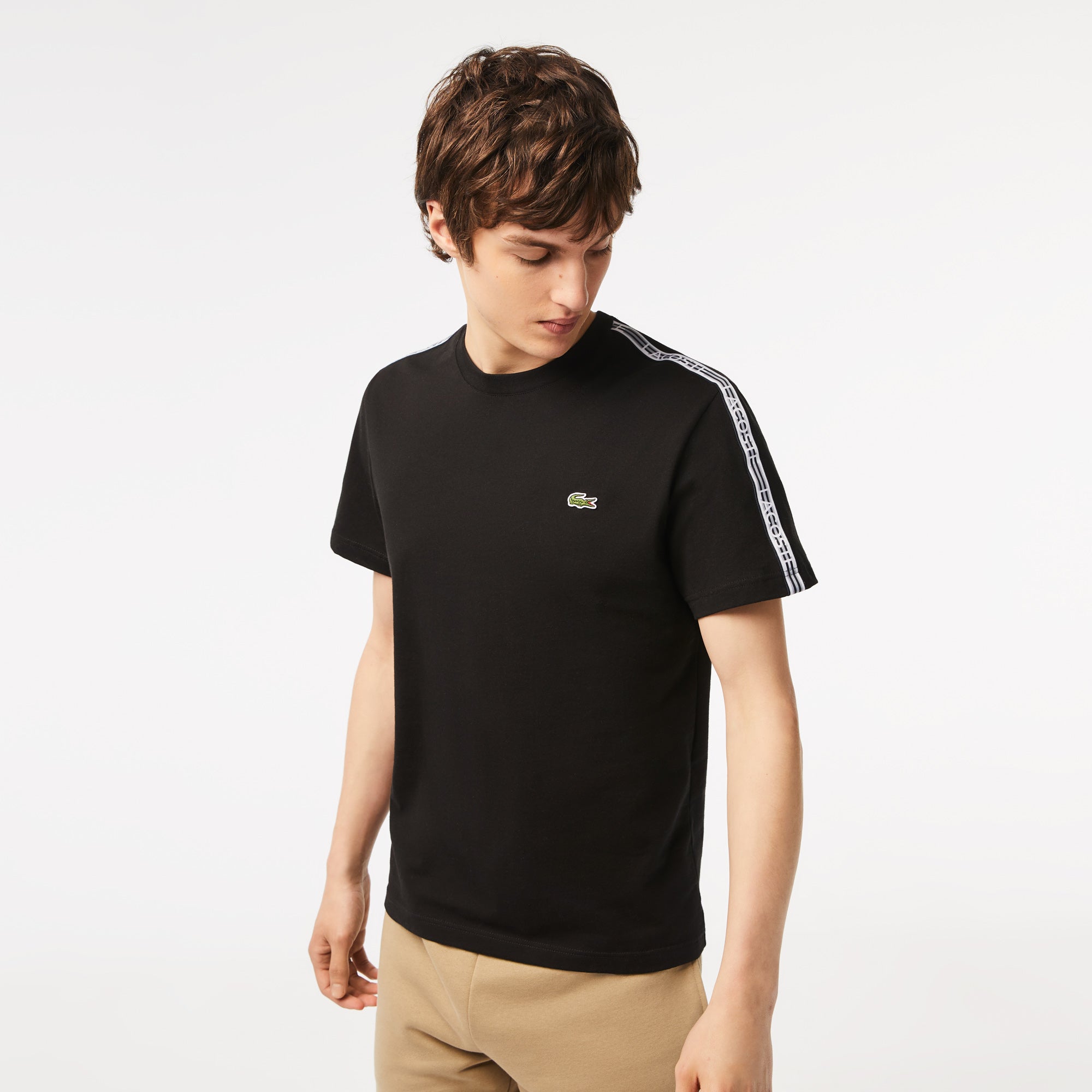 APLAZE | Lacoste Men's Regular Fit Stripe T-shirt Black TH5071 51 031