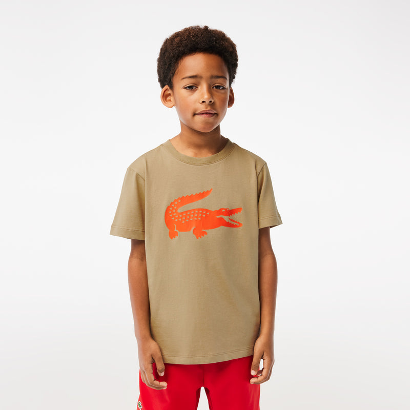 Lacoste Kids' Sport Tennis Technical Jersey Oversized Croc T-Shirt Twig/Flashy Orange TJ2910 51 VI2