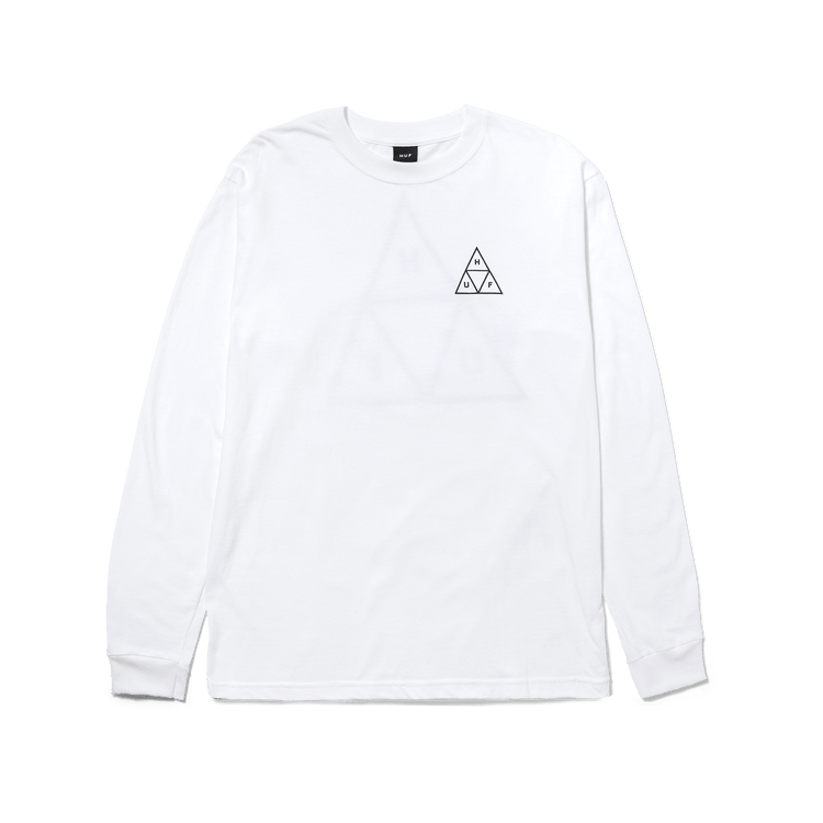 Huf Set Triple Triangle Long Sleeve T-Shirt White TS01935 WHT - APLAZE