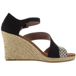 TOMS Womens Rope Clarissa Wedge Shoe in Black White.