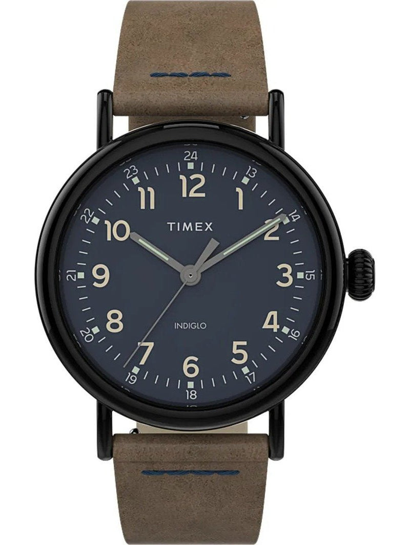 Timex Standard 40mm Leather Strap Watch Gunmetal/Brown TW2T69400VQ.