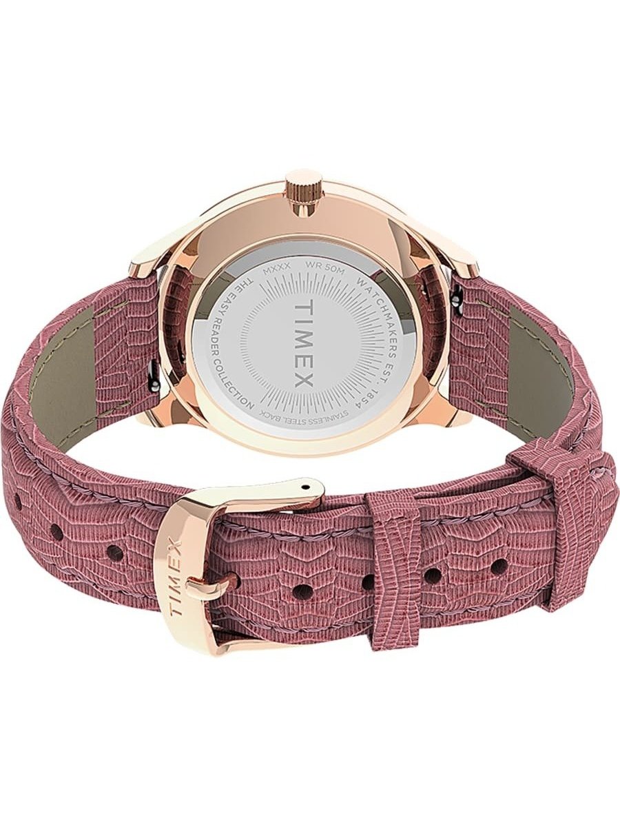 Timex Easy Reader Gen1 32mm Leather Strap Watch Rose-Gold-Tone/Pink/White TW2U81000VQ.